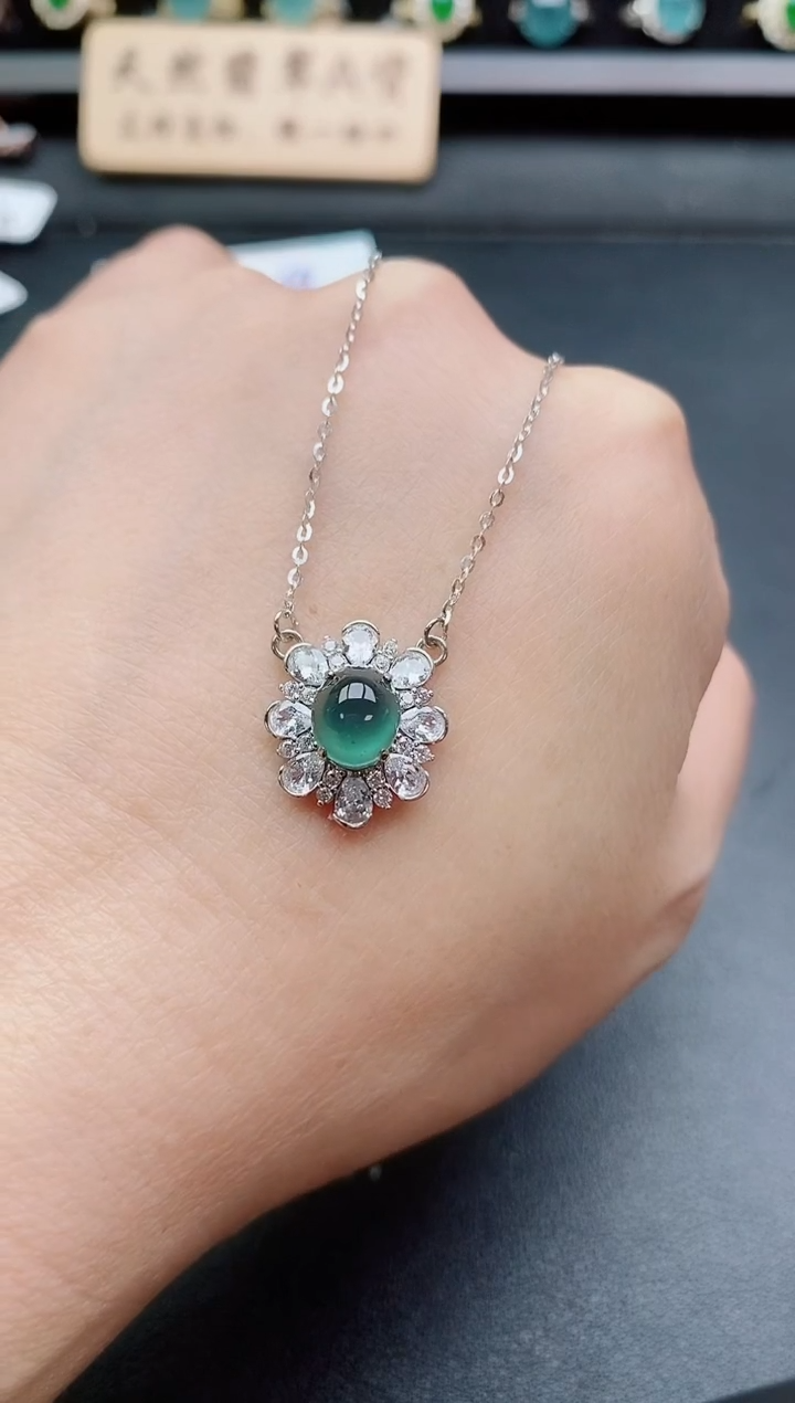 套链银S925镶嵌翡翠1