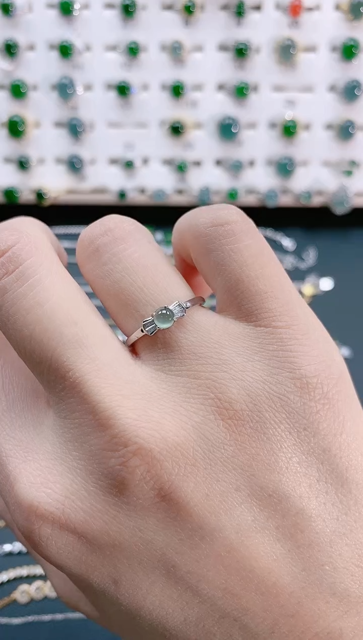 【闪购商品】翡翠戒指银S925镶嵌天然翡翠