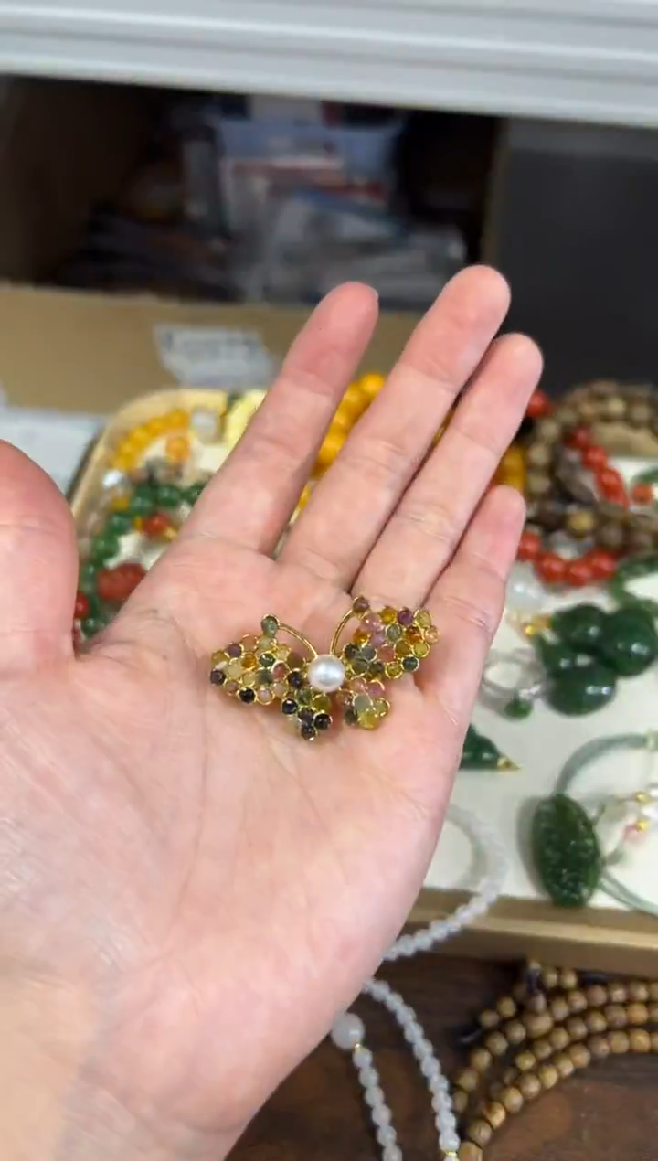 未镶嵌碧玺发夹彩虹碧玺蝴蝶熊针挂件[90]