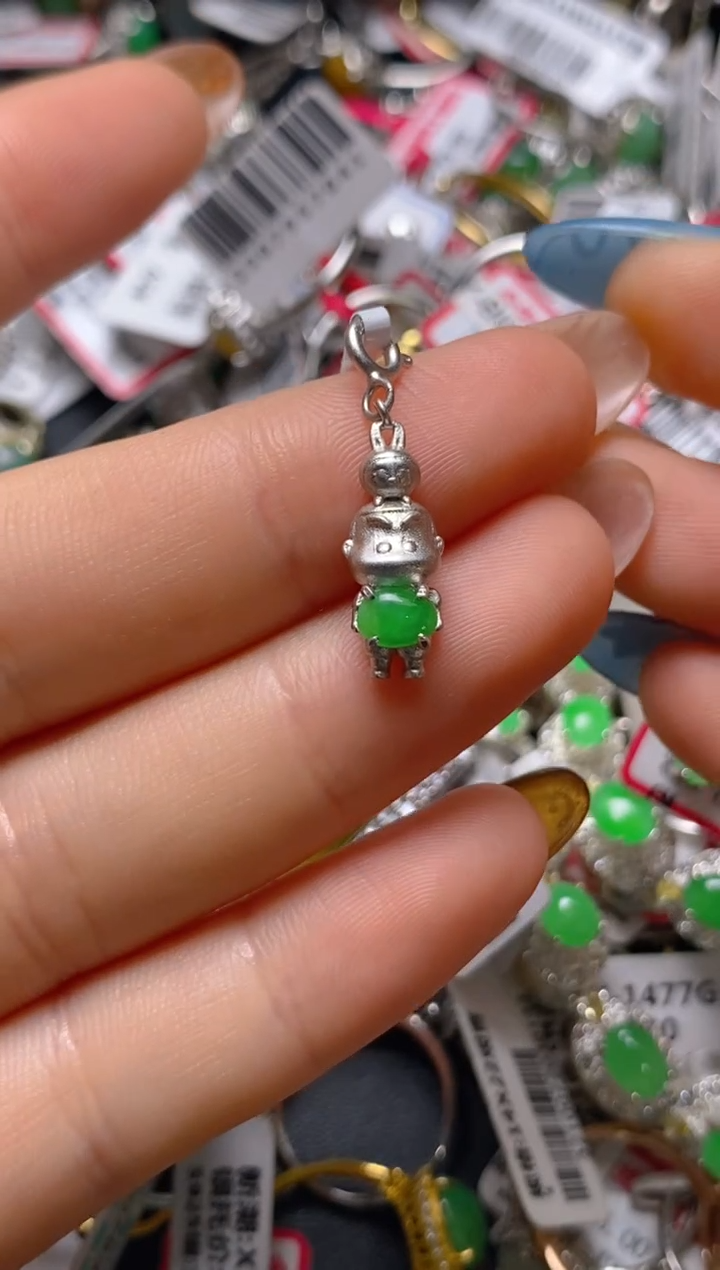 银S925镶嵌戒指翡翠百内无证书