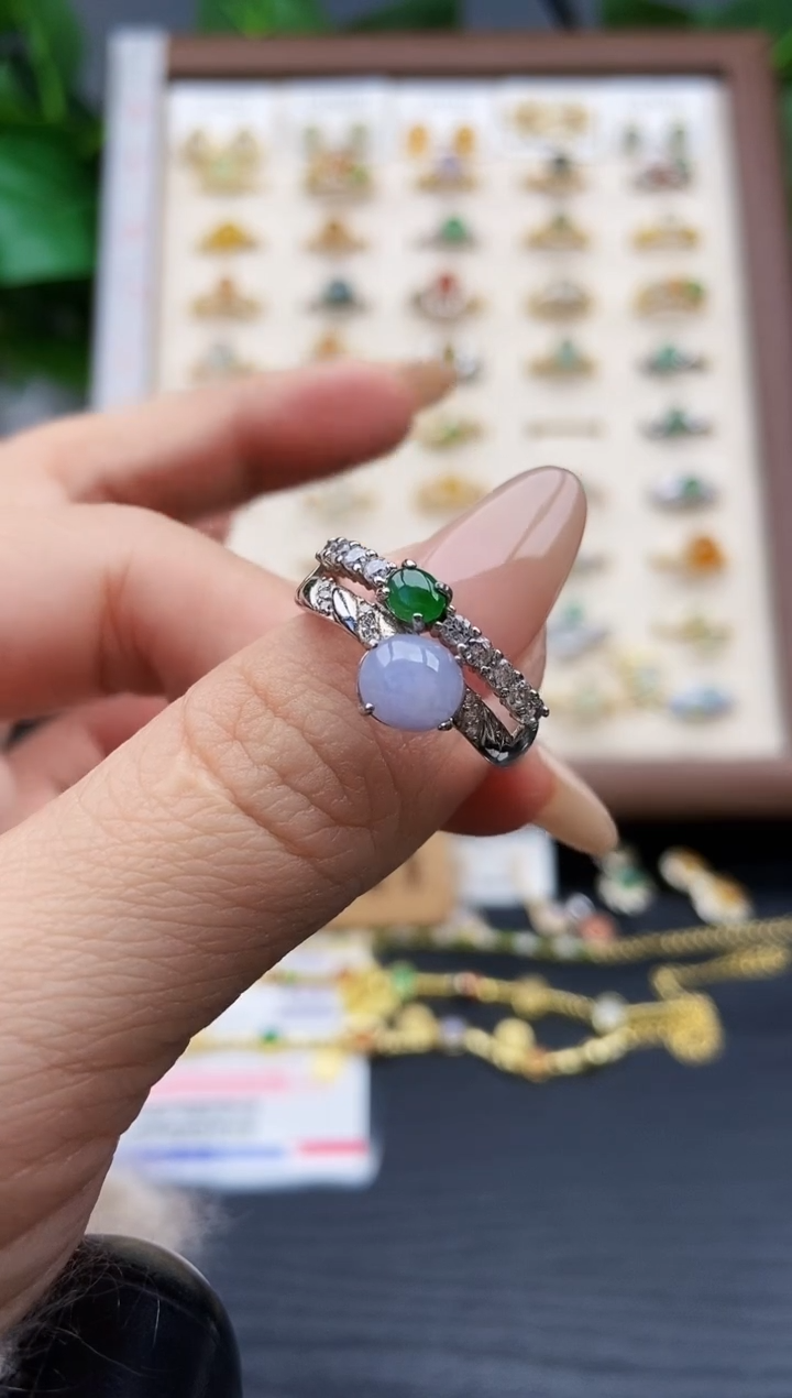 银S925镶嵌戒指翡翠12