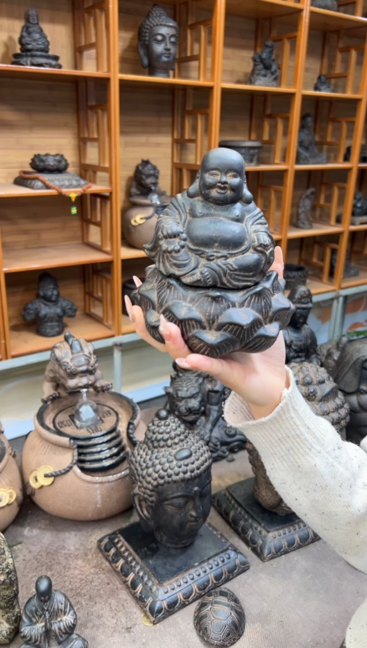 陶土【火山泥】未来佛+莲蓬实心底座