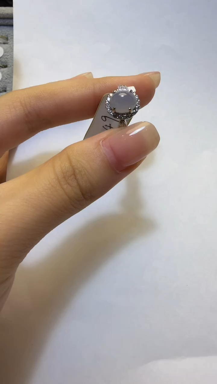 银S925镶嵌戒指翡翠925银镶缅甸A货翡翠戒指