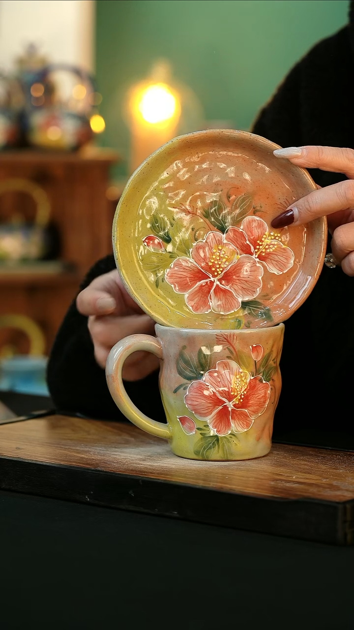 【闪购商品】杯手绘心瓷陶瓷 浮力