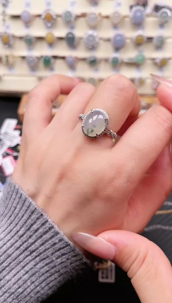 【闪购商品】翡翠戒指银S925镶嵌戒指17