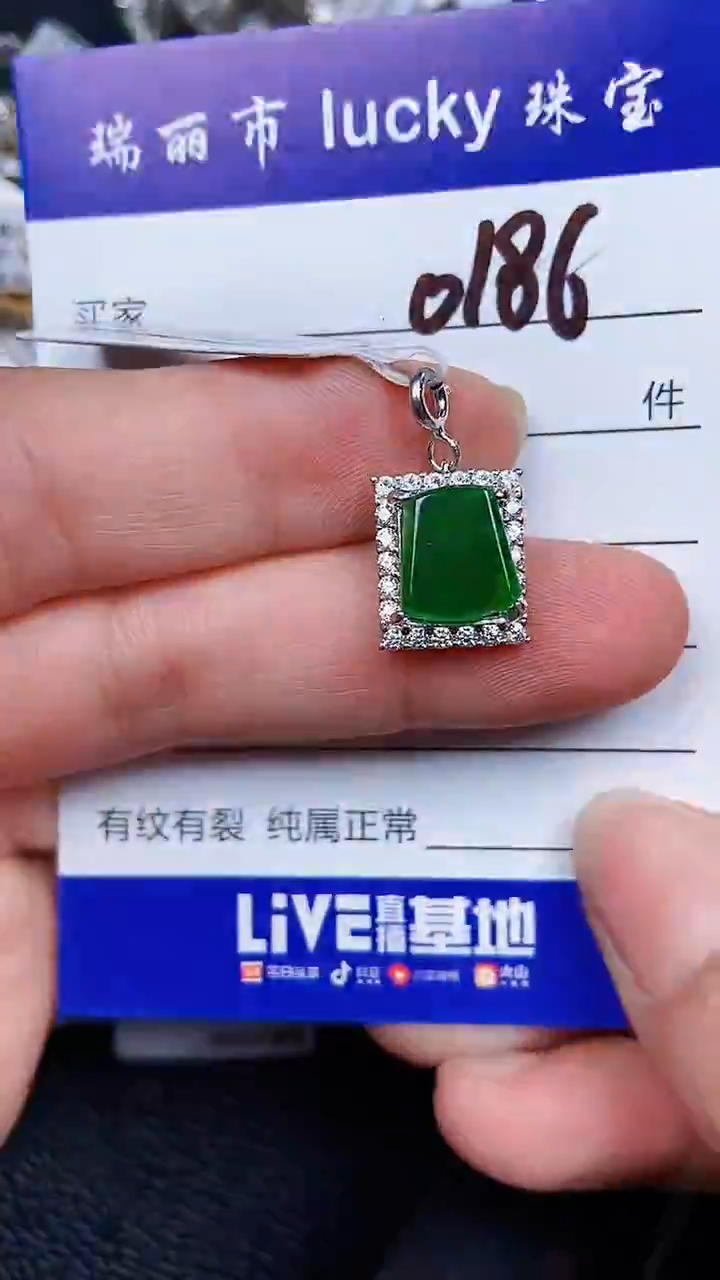 颈饰银S925镶嵌翡翠0186