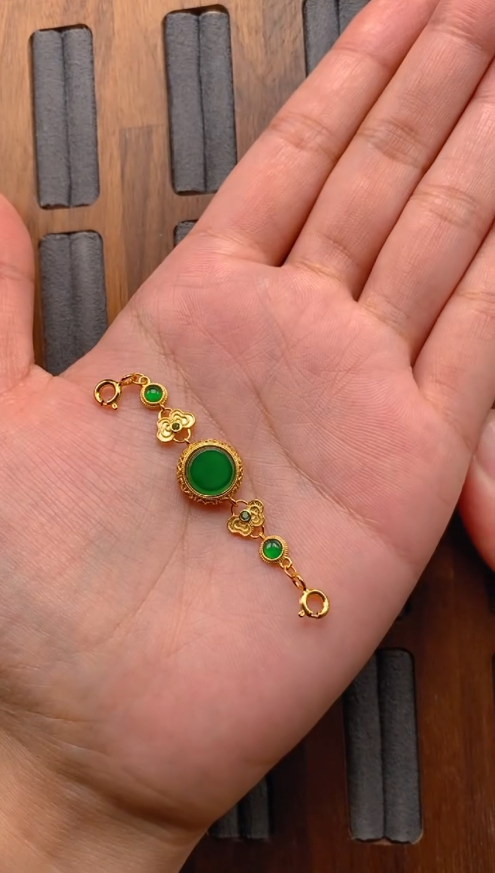 【闪购商品】翡翠银S925镶嵌吊坠(不含链)无事牌延长链