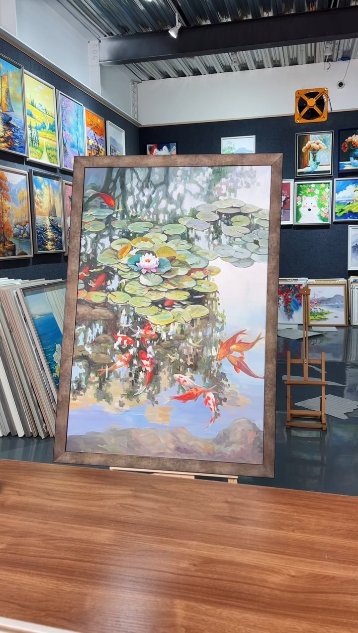 【闪购商品】油画20号 80*120 锦鲤 -手绘油画