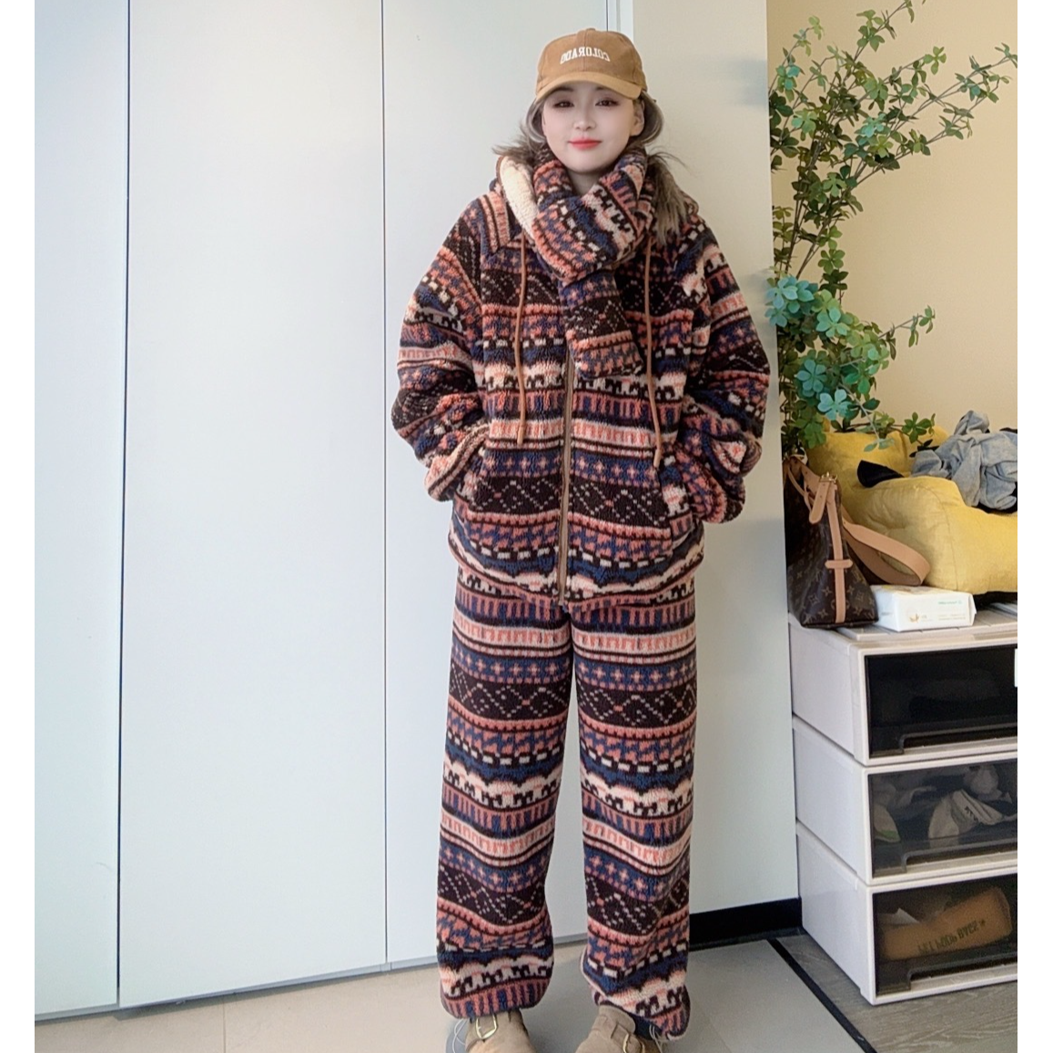 猫宸2026新款专柜正版保暖时尚冬季加绒加厚女士可外穿家居服套装
