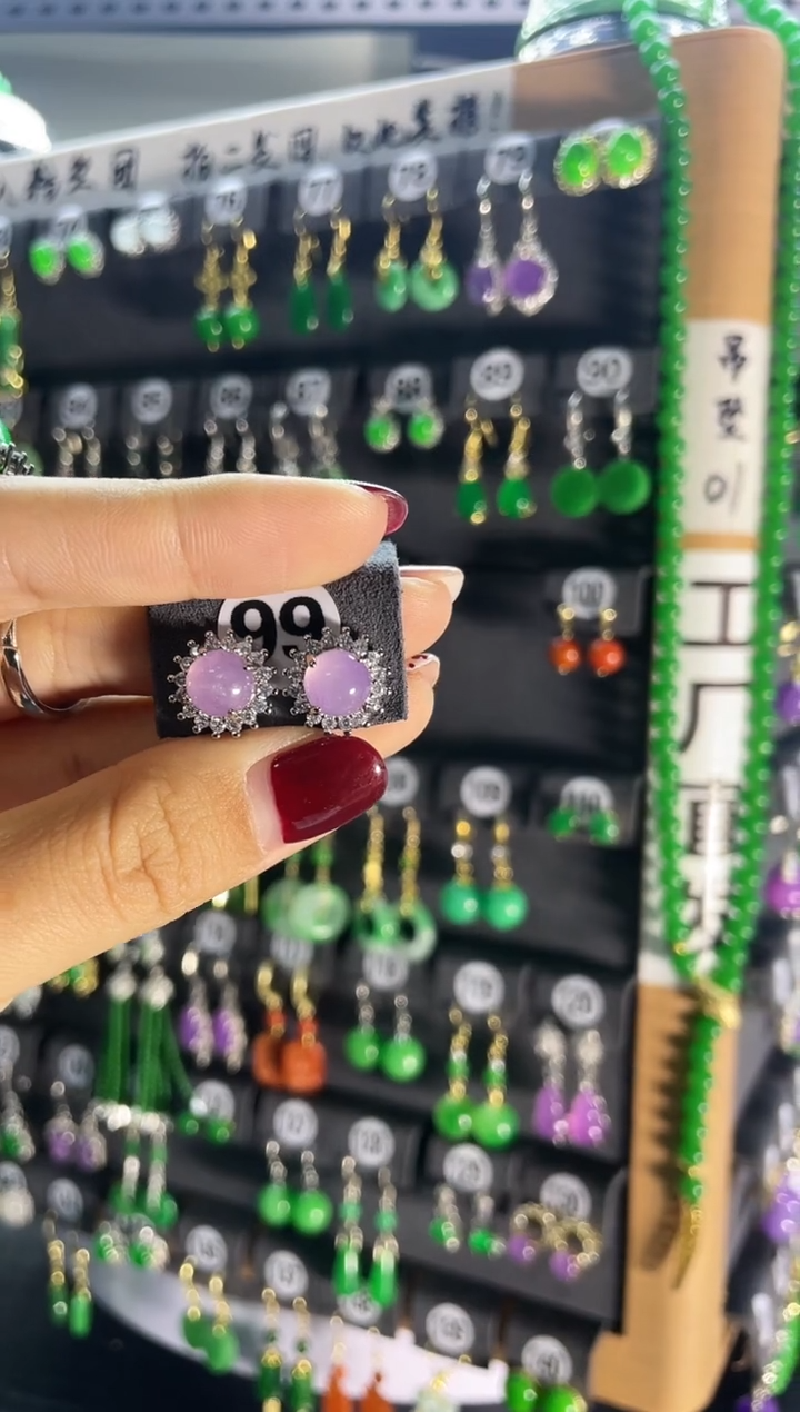 【闪购商品】翡翠耳饰银S925镶嵌99