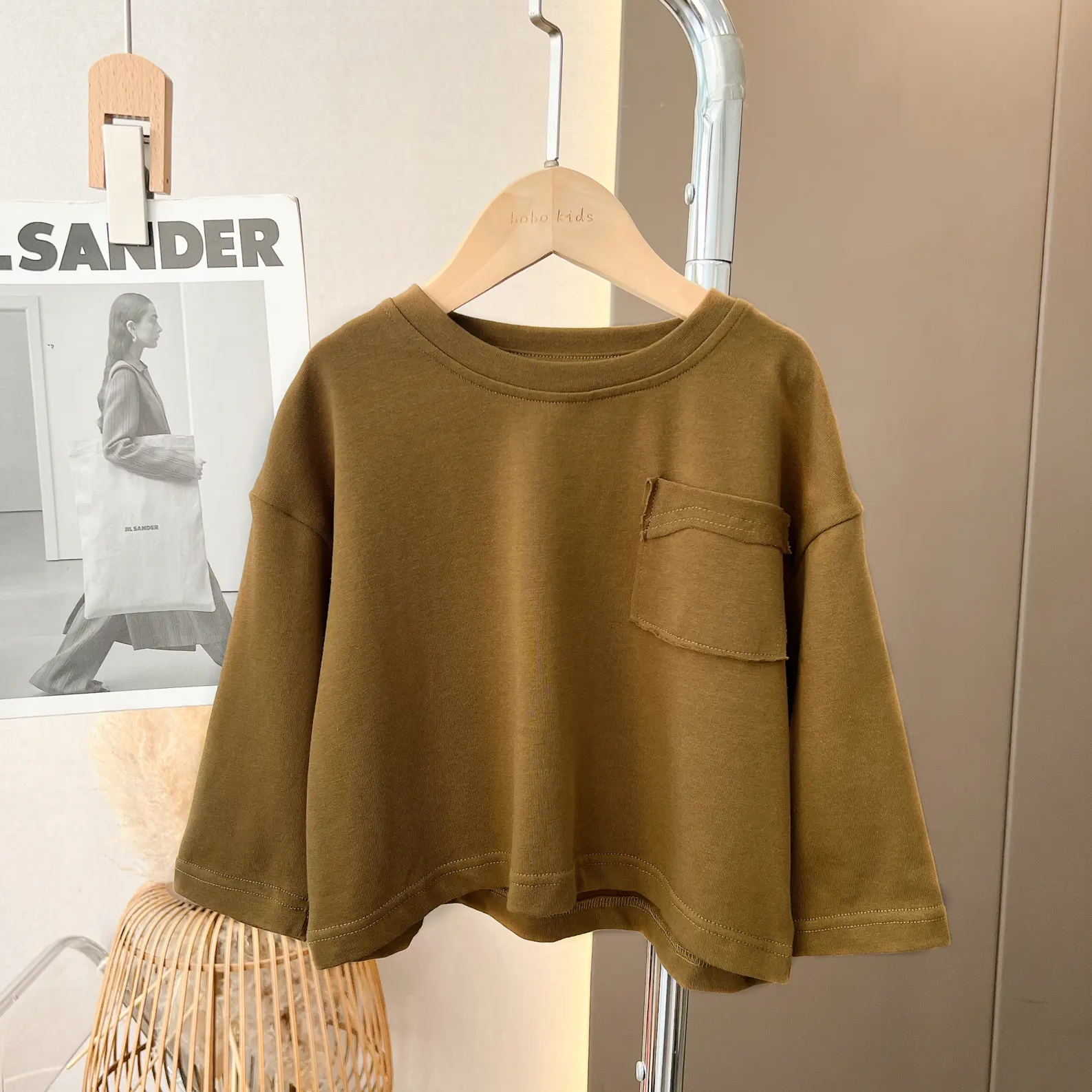 单边口袋不规则弹力打底衫