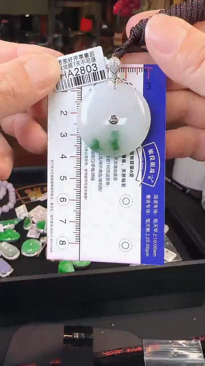 【闪购商品】翡翠颈饰18K金镶嵌HA2803冰飘花平安扣
