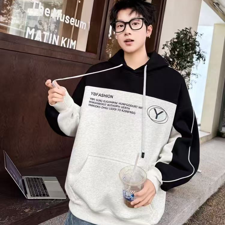 055高品质青少年加绒一体绒连帽卫衣