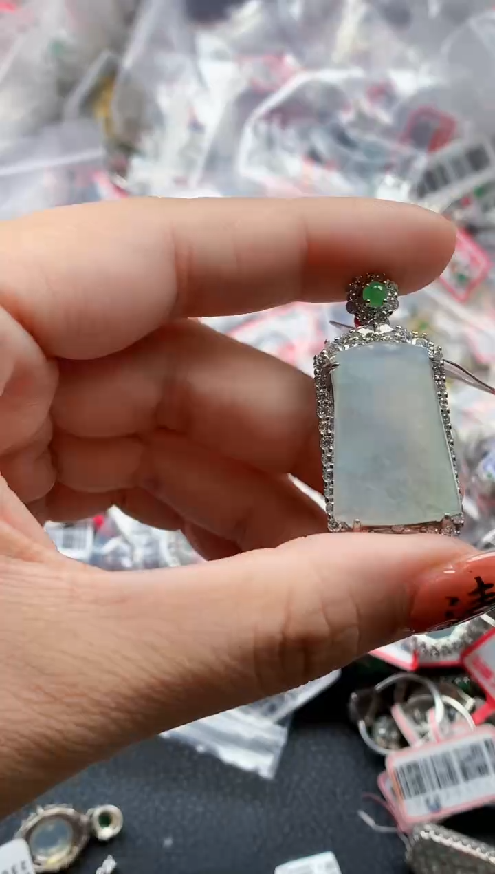 银S925镶嵌戒指翡翠天然A货缅甸翡翠