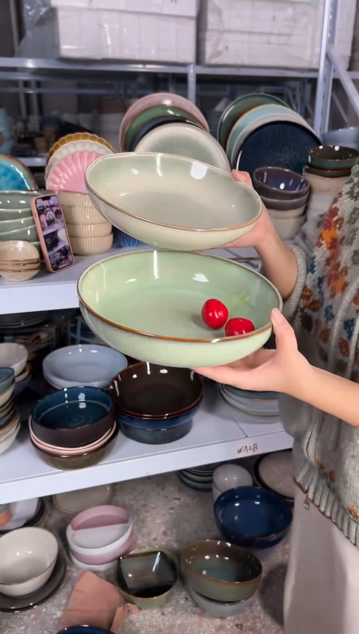 陶瓷外贸尾货瑕疵满20包邮X2深盘组合