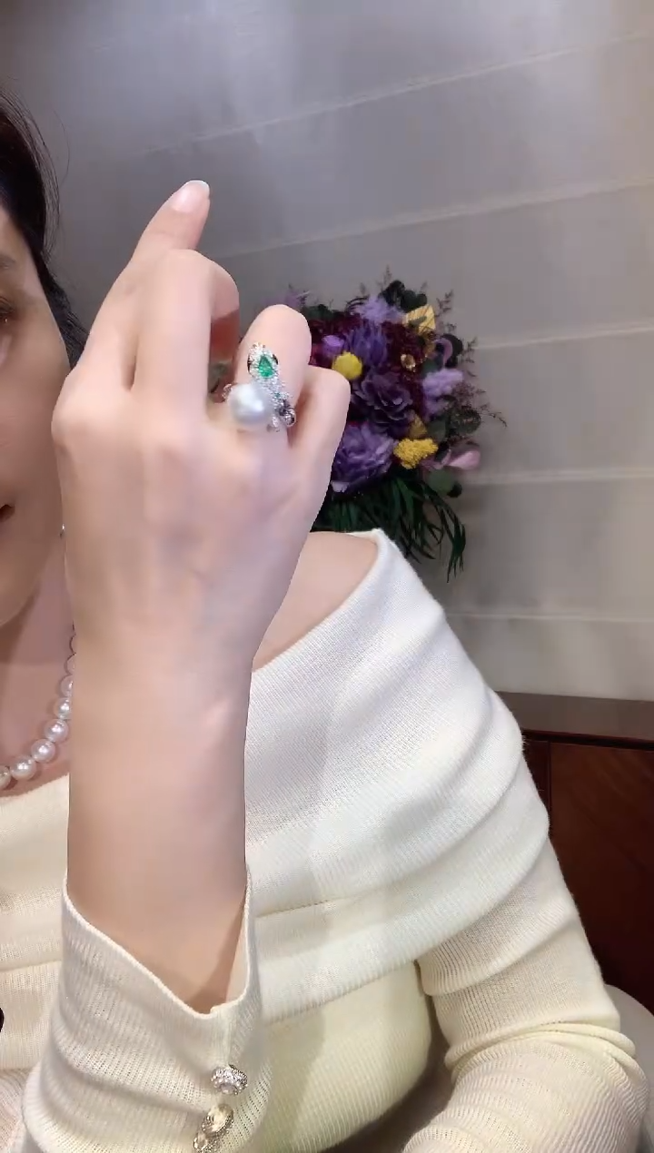 18K金镶嵌戒指海水珍珠M*am162  