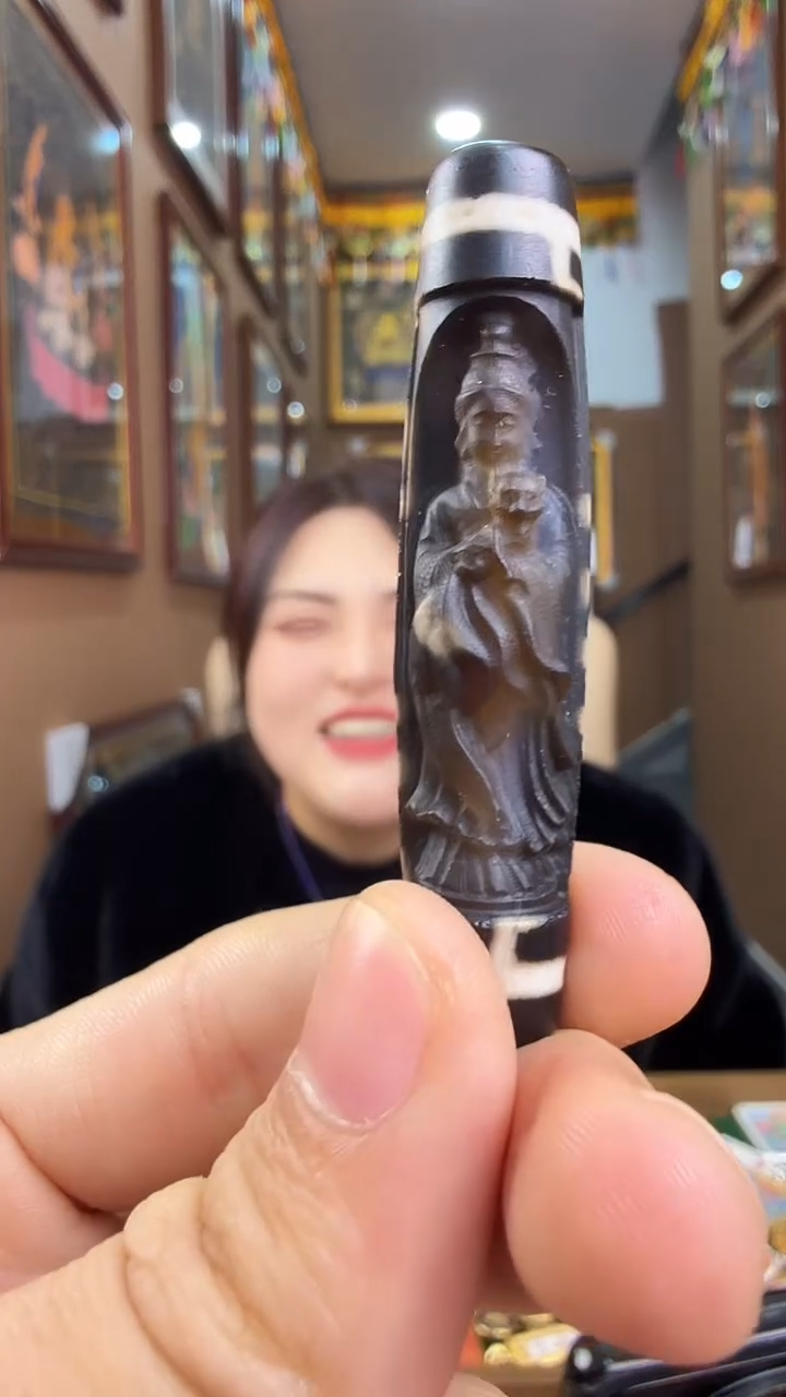 吊坠天珠九眼狐仙手工雕刻