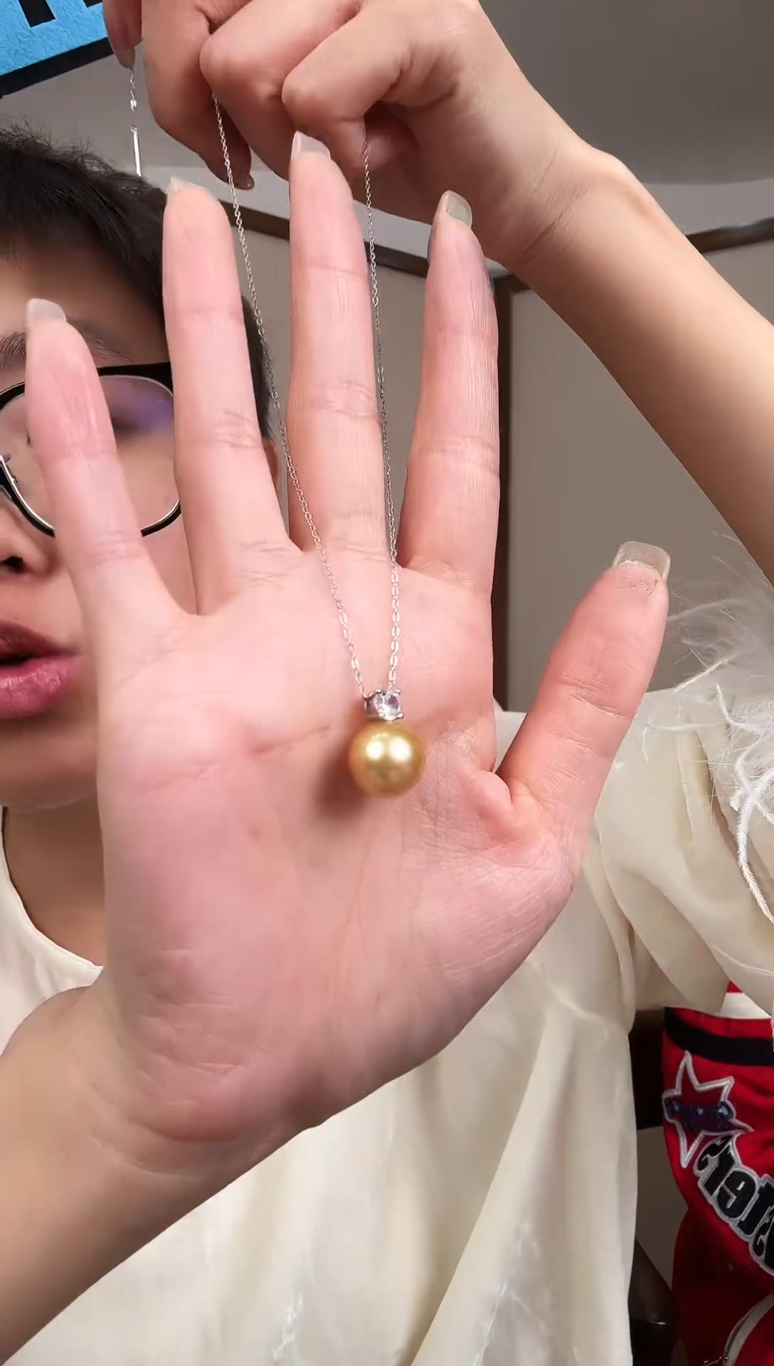 银S925镶嵌颈饰海水珍珠海水金珠戴妃吊坠