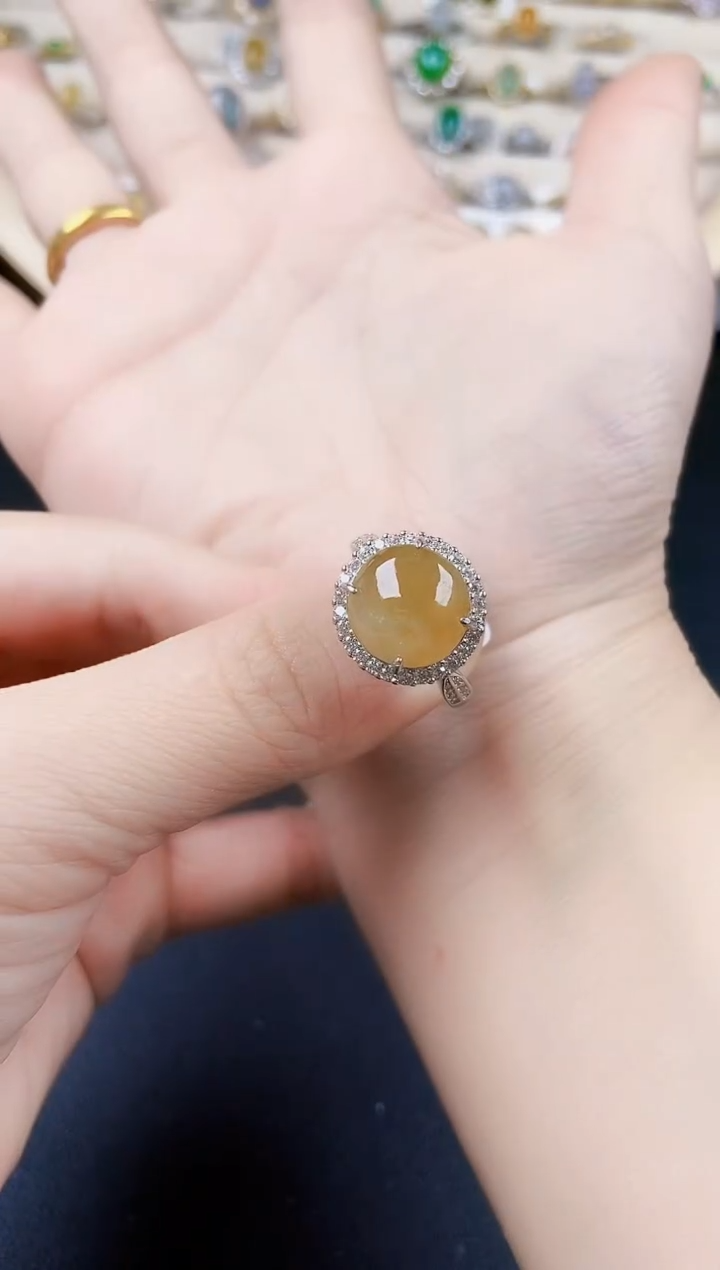 翡翠银S925镶嵌戒指46546