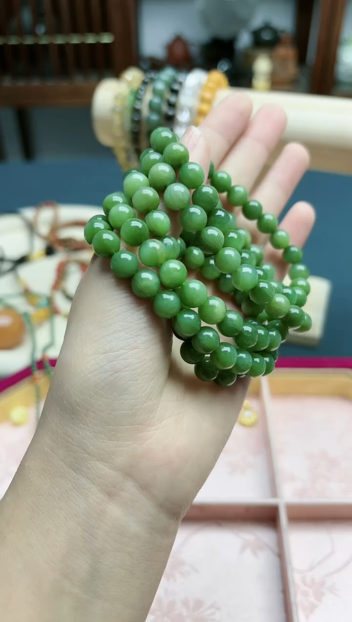 【闪购商品】和田玉手串未镶嵌碧玉猫眼8mm手串*1 DN多样发一