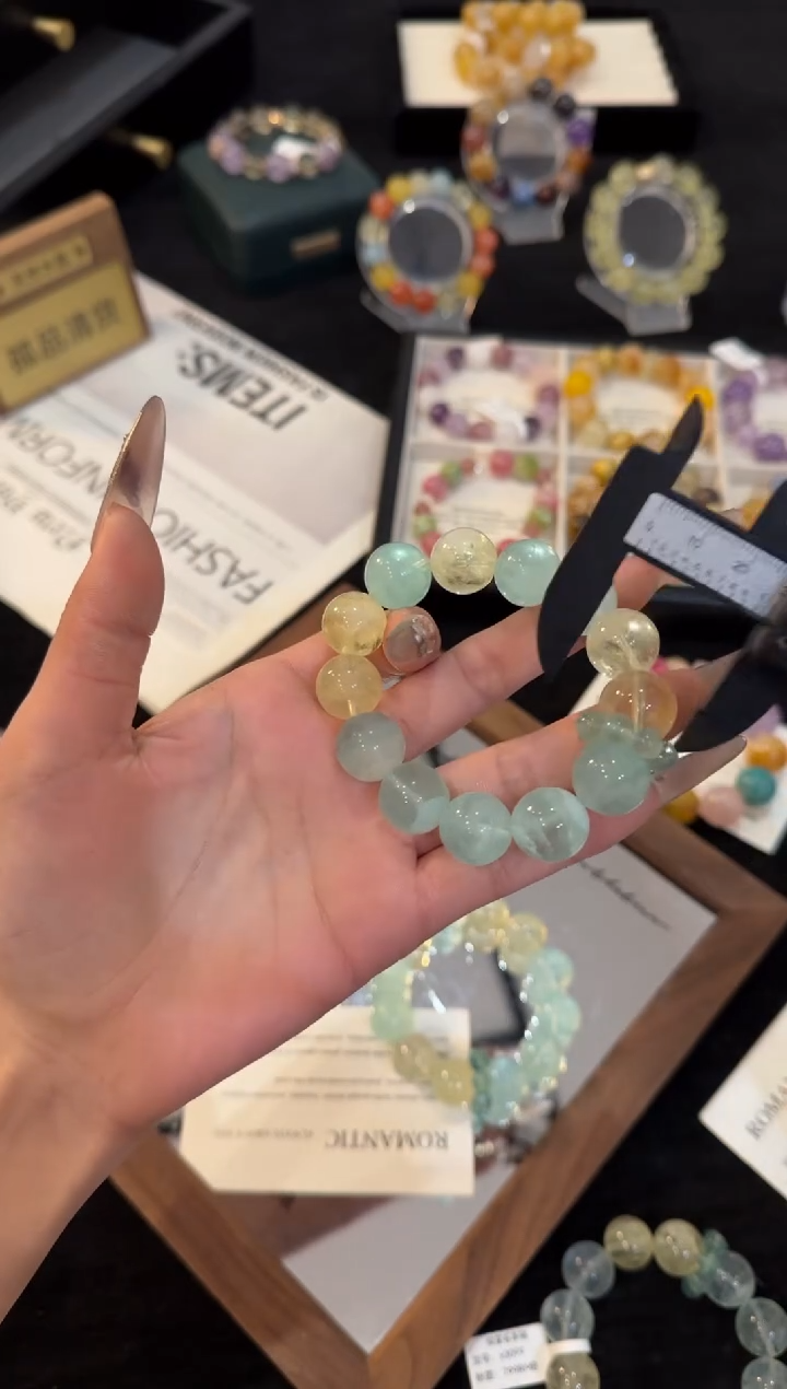 合金手链水晶绿萤石手链x3099