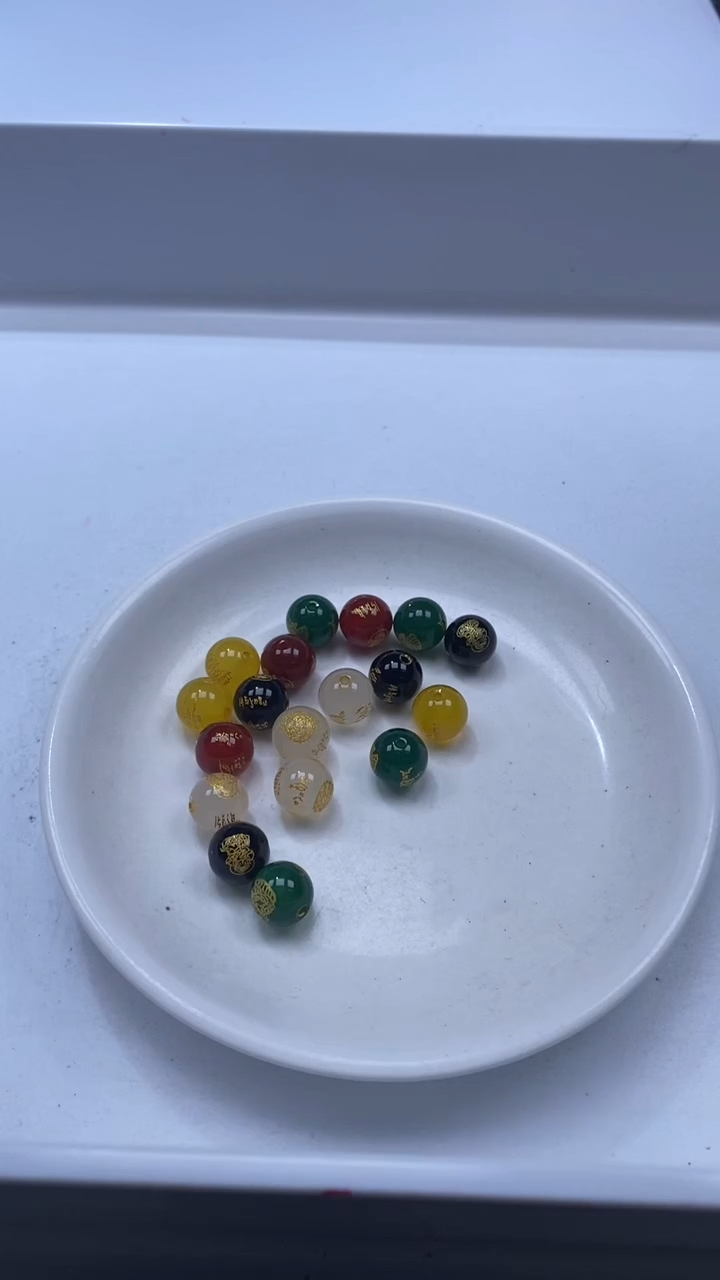 未镶嵌颈饰玛瑙/玉髓W86-五路财神10mm*1组五颗