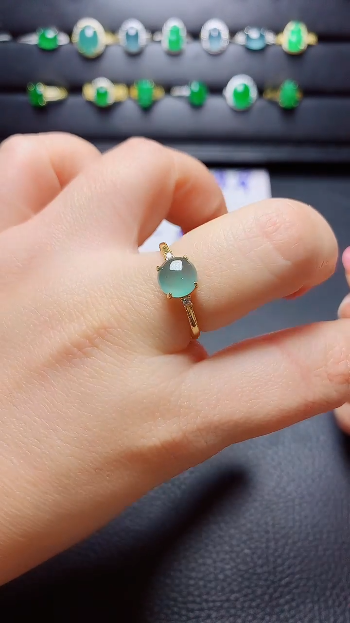 银S925镶嵌戒指翡翠   天然翡翠A货s925银镶