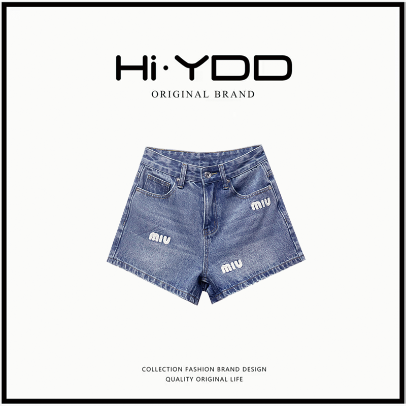 YDD· A813 夏款女logo刺绣高腰休闲百搭显瘦牛仔短裤