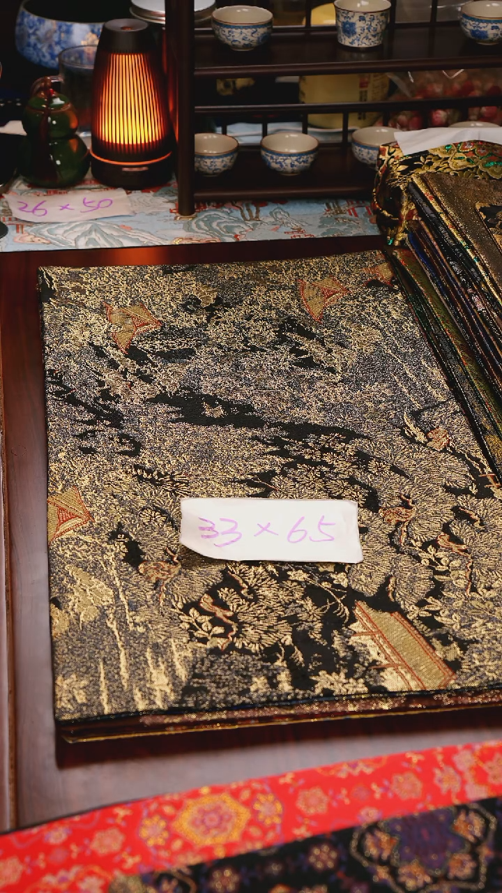 【福利西阵织登鹳雀楼黑金双面】中国风干泡织锦茶席33*65