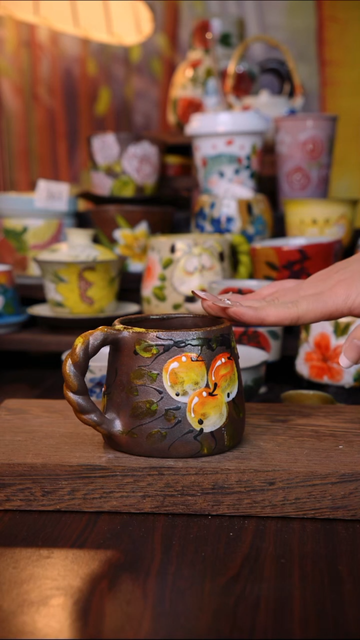 杯子陶泥垚手作 景德镇手工手绘陶瓷器物