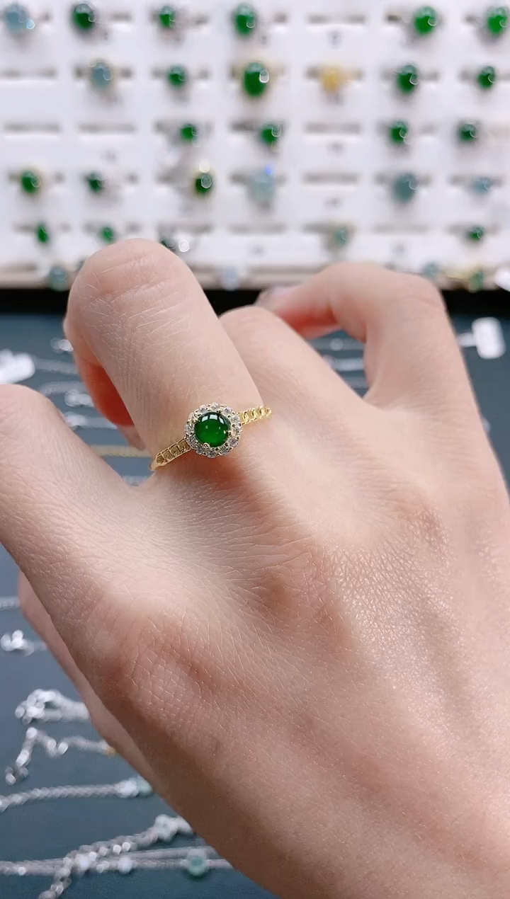 【闪购商品】翡翠戒指银S925镶嵌天然翡翠