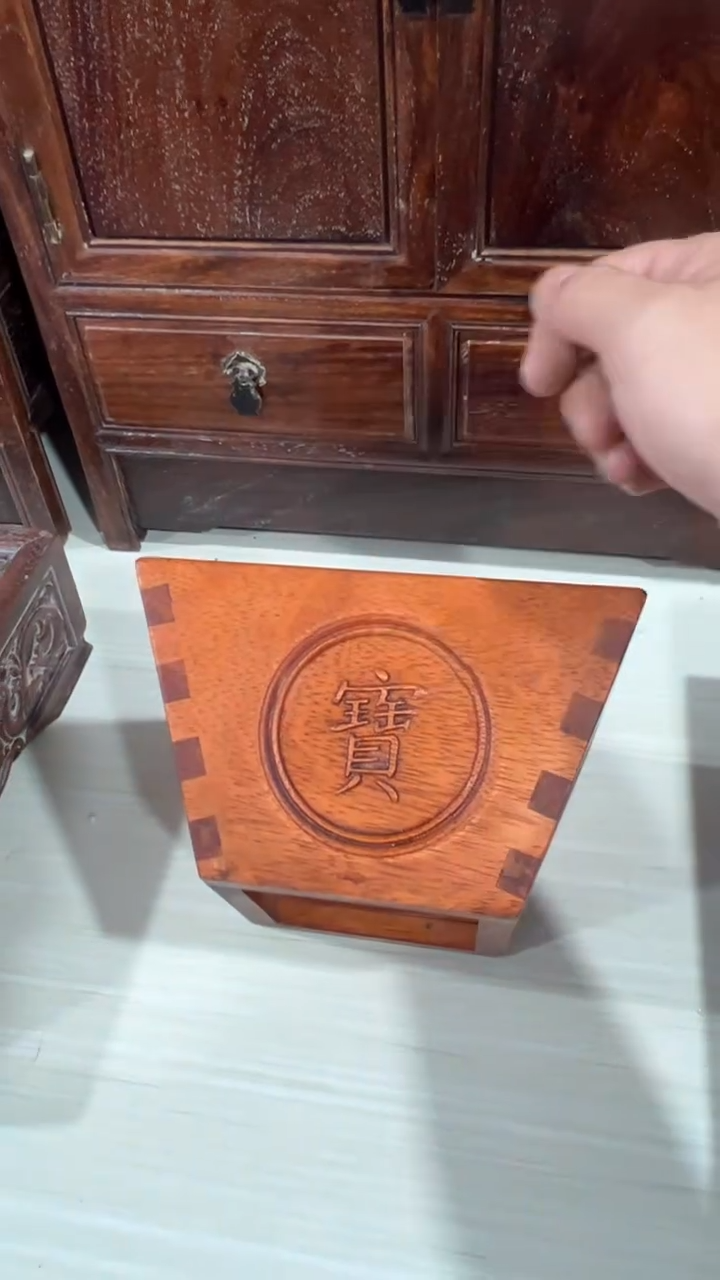 木木 花梨木招财进宝升子斗储物盒