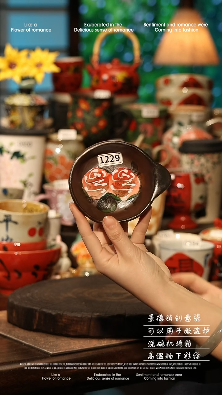 陶瓷景德镇高温釉下彩手工手绘款式@A1229@