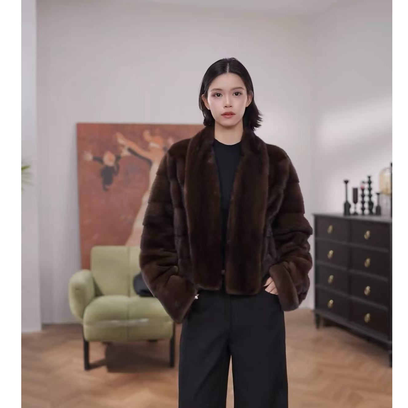 2025新款进口天鹅绒整貂时尚貂皮大衣年轻款水貂毛皮草外套女冬季