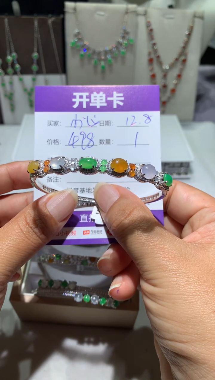 银S925镶嵌翡翠耳饰小*小心