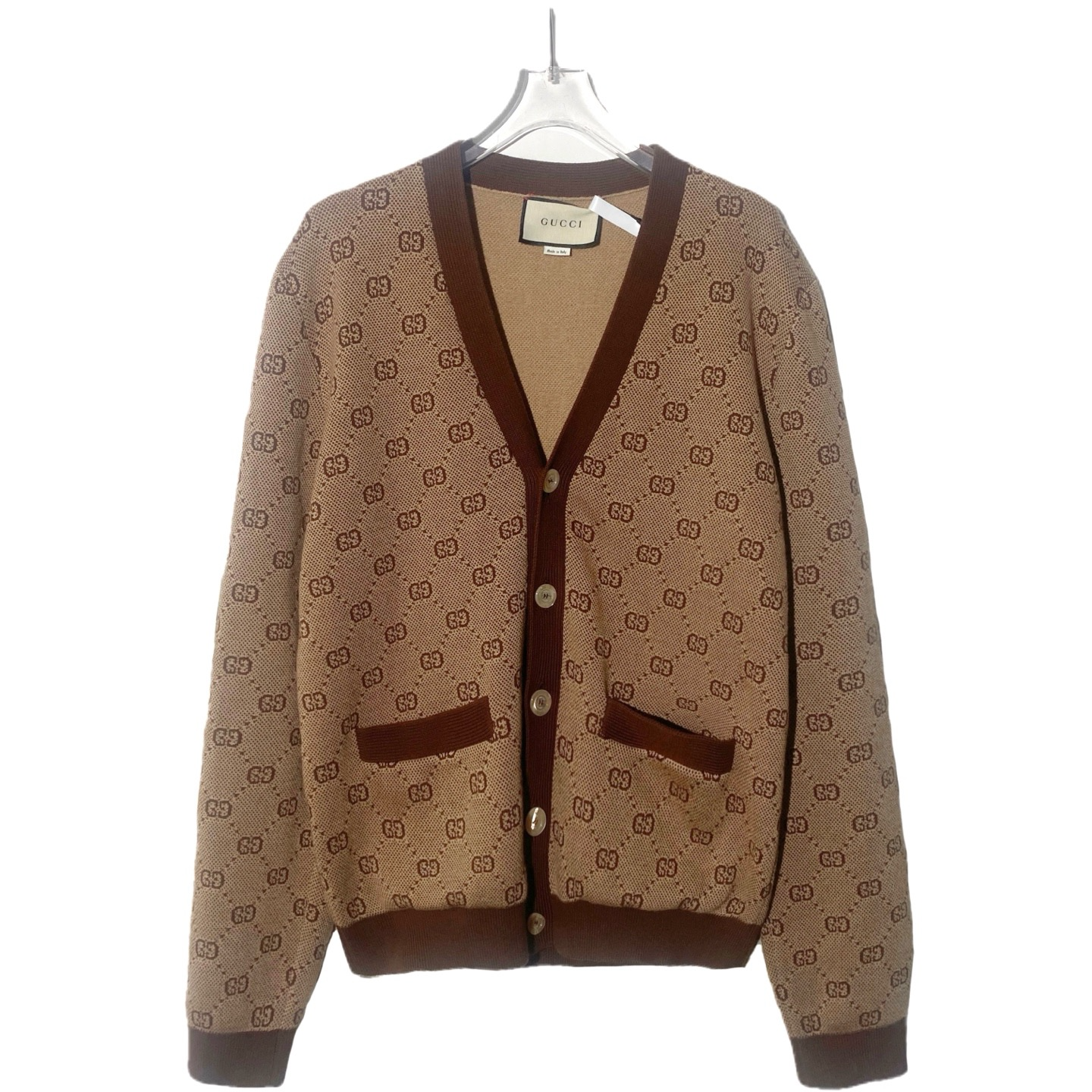 未使用 GUCCI/古驰  古驰棕色长袖针织外套 M码/LW1022/潮奢虎