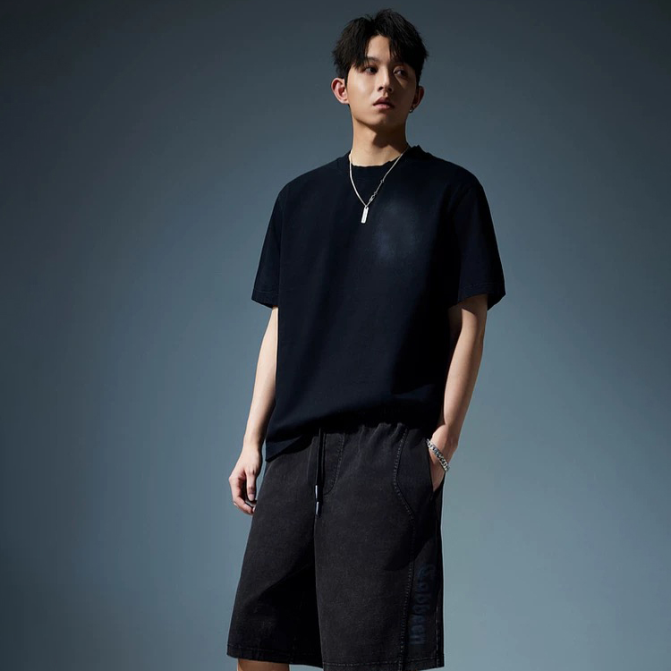卡01-100 重磅水洗男装 夏季短袖T恤潮牌街头复古宽松