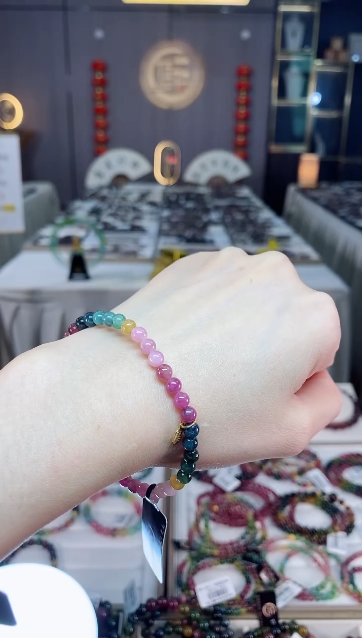 未镶嵌老矿碧玺单圈手串5mm+碧玺dan多样性发货一条