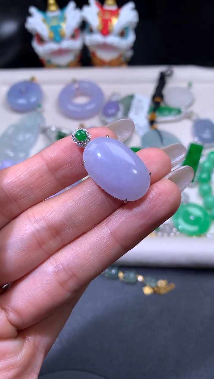 吊坠(不含链)18K金镶嵌翡翠翡翠