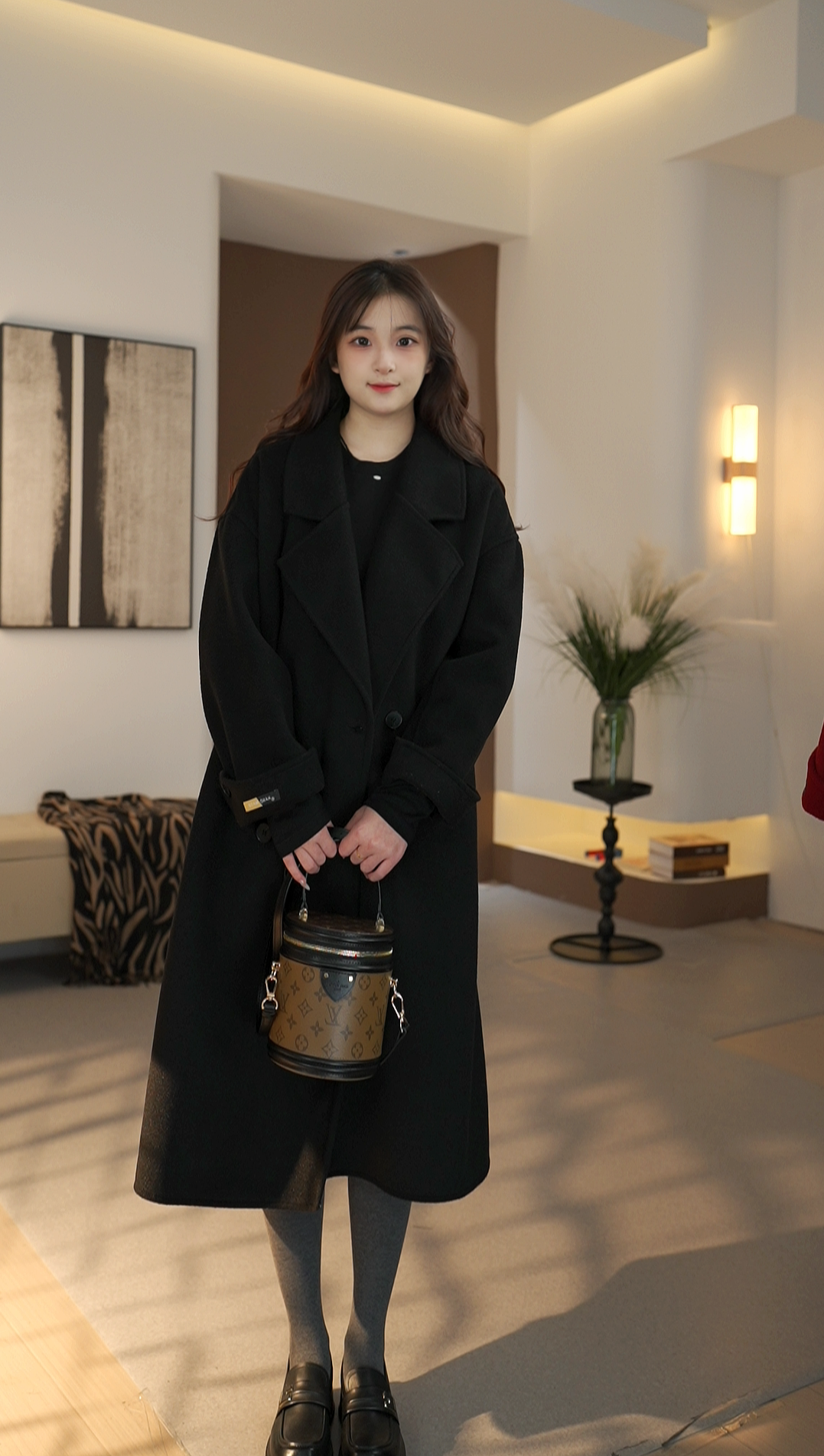 【小如加长】2025秋冬长款双面呢外套气质韩版百搭减龄显瘦毛呢大衣