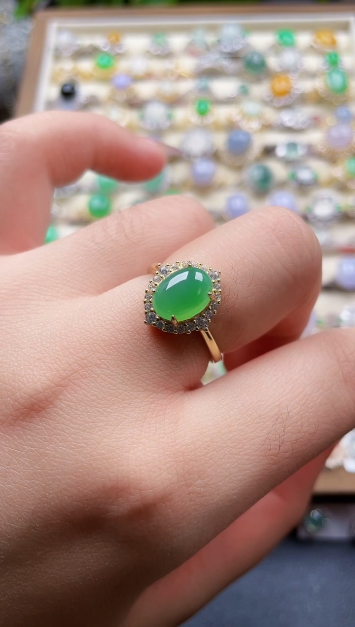 银S925镶嵌戒指翡翠55