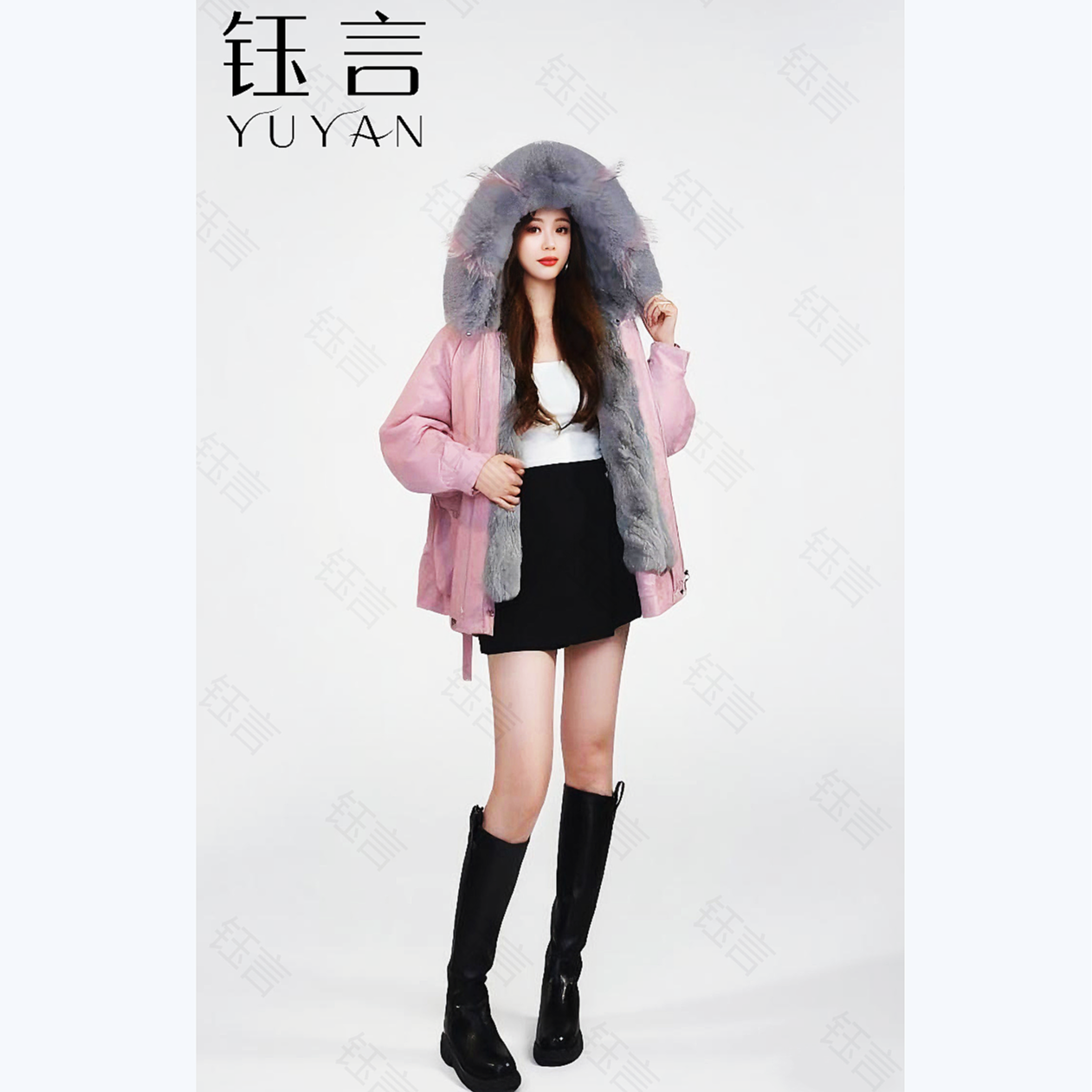 【小狐仙升级毛袖】海宁设计师皮草女新款一衣多穿洋气冬派克服2588