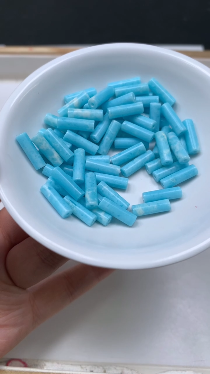 未镶嵌散珠玛瑙/玉髓E717 海纹 石圆管珠4*13mm10个6.8元