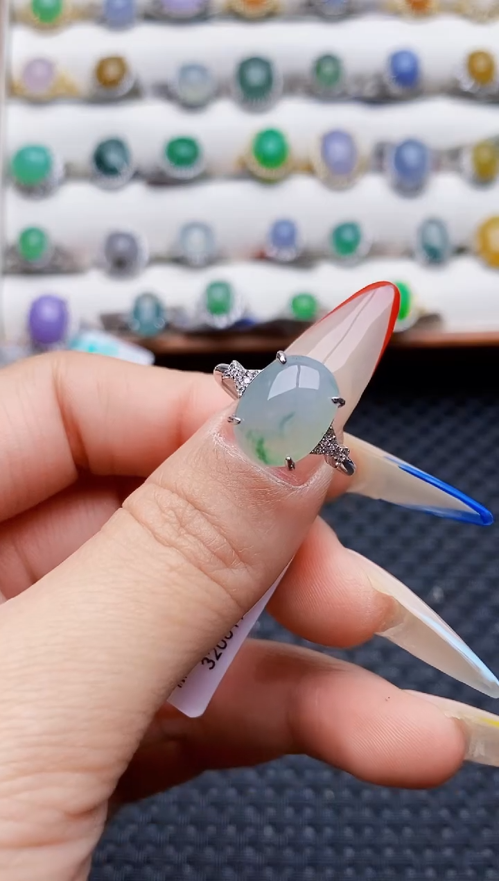 银S925镶嵌戒指翡翠0341