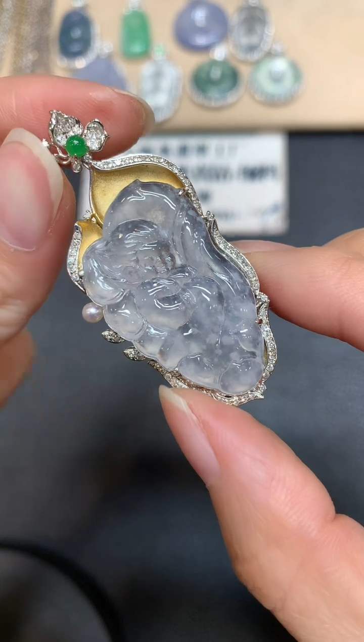 【闪购商品】翡翠吊坠(不含链)18K金镶嵌仙子【无服务费