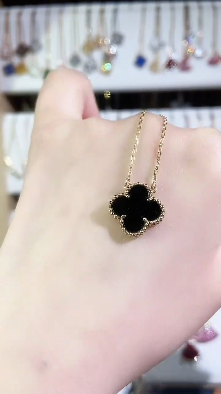 【闪购商品】玛瑙/玉髓套链18K金镶嵌玛瑙K黄黑草