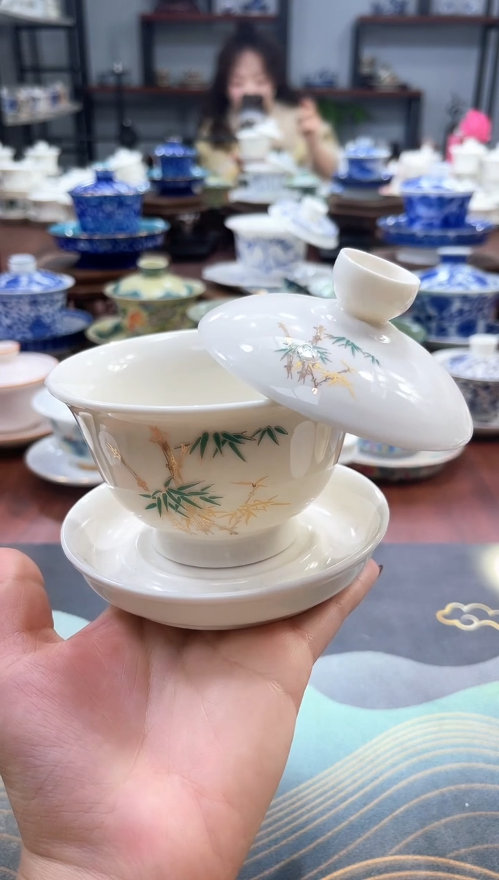 【闪购商品】中号竹节悬停盖碗