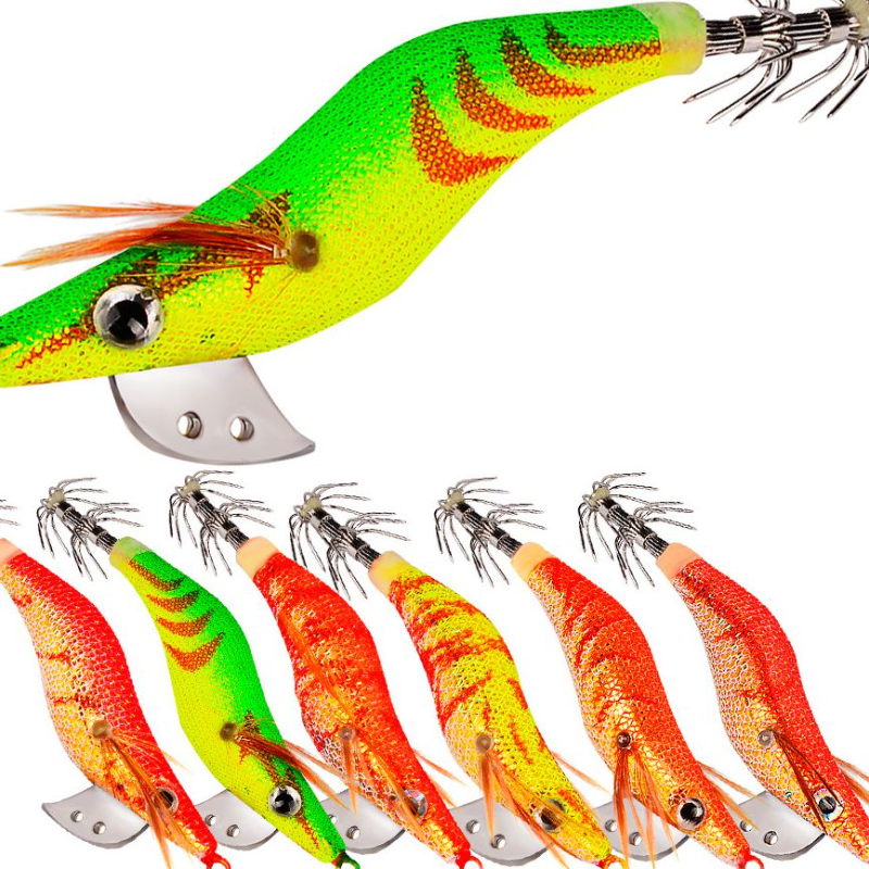 多克重海钓木虾鱿鱼钩仿真鱿鱼针路亚饵渔具仿真路亚假饵