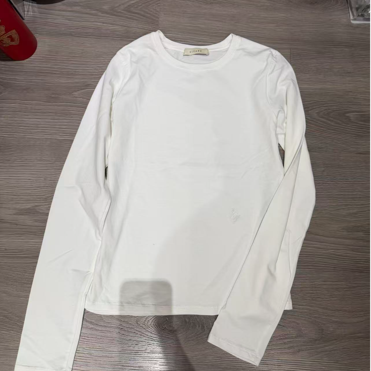 25603 白色圆领长袖打底衫女  微瑕 能接受拍