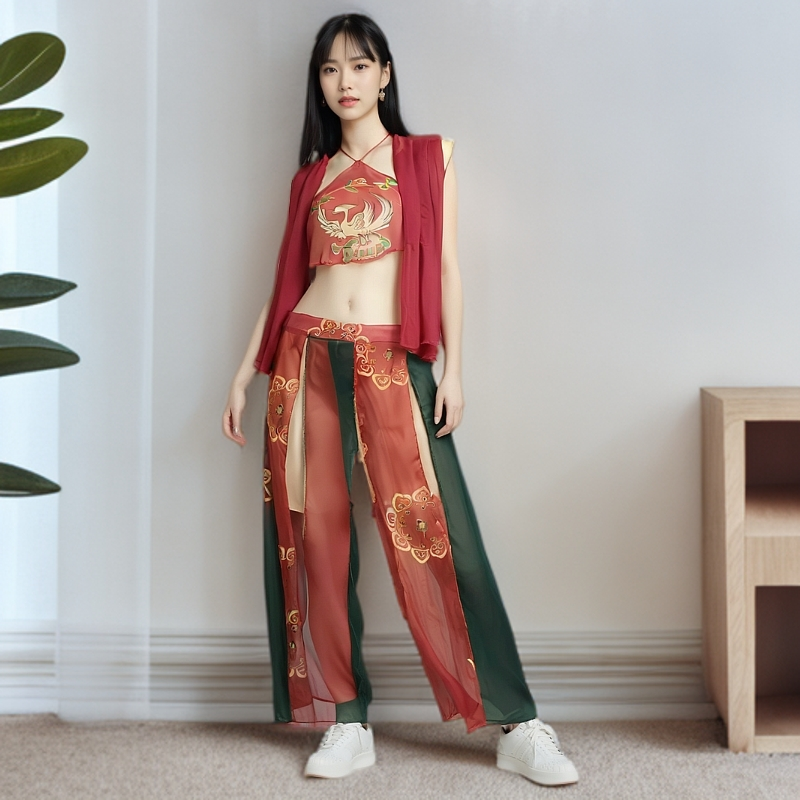 女士分体睡衣 纱裙胸衣套装 夏季凉爽睡衣 带披肩中国古风